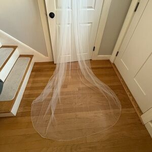 Tulle Pencil Edge Bridal Veil: Ivory Cathedral length 108”